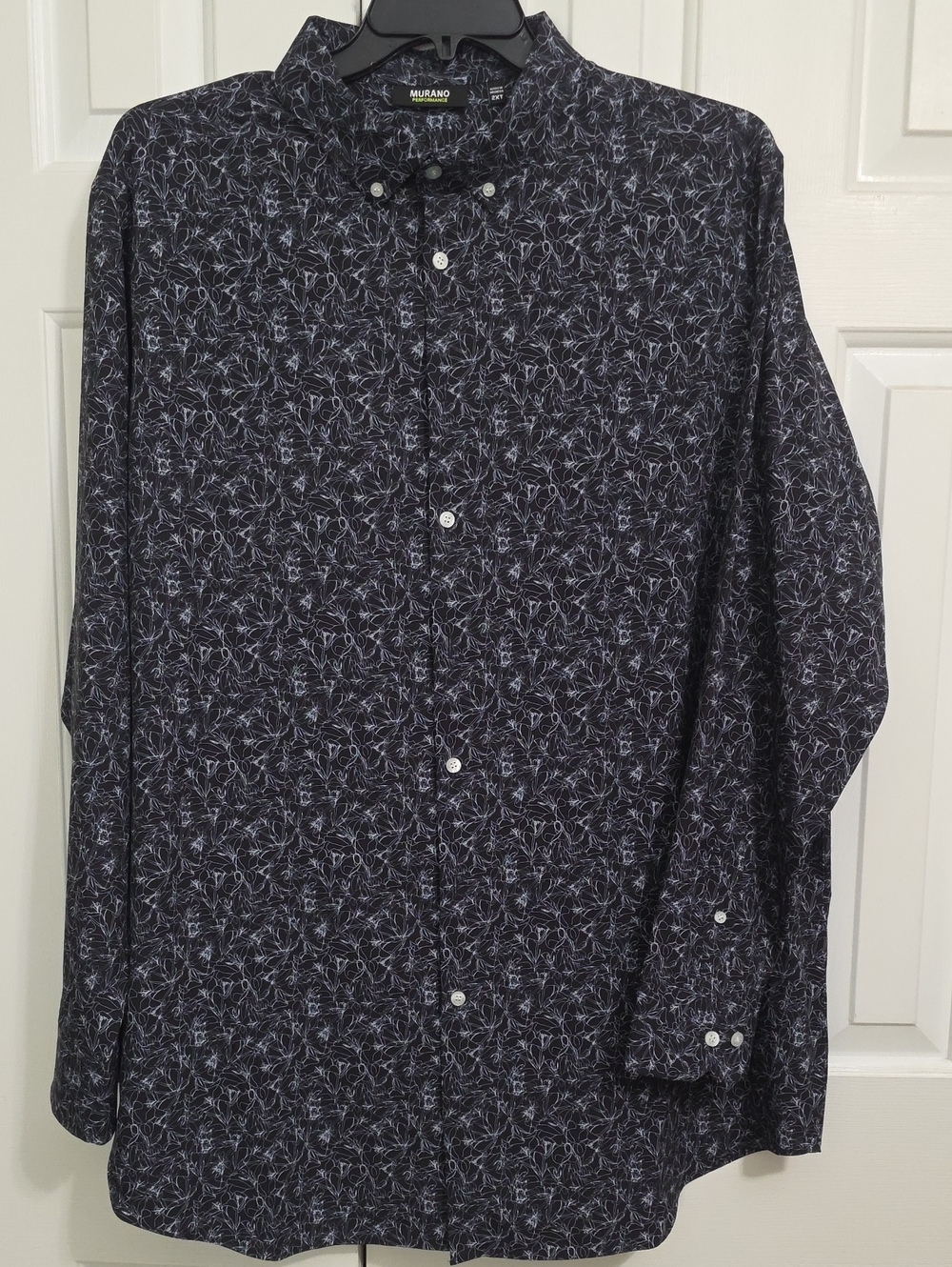 Murano Men’s 2XT NWOT Navy Abstract Floral Button-Down Shirt 🌿